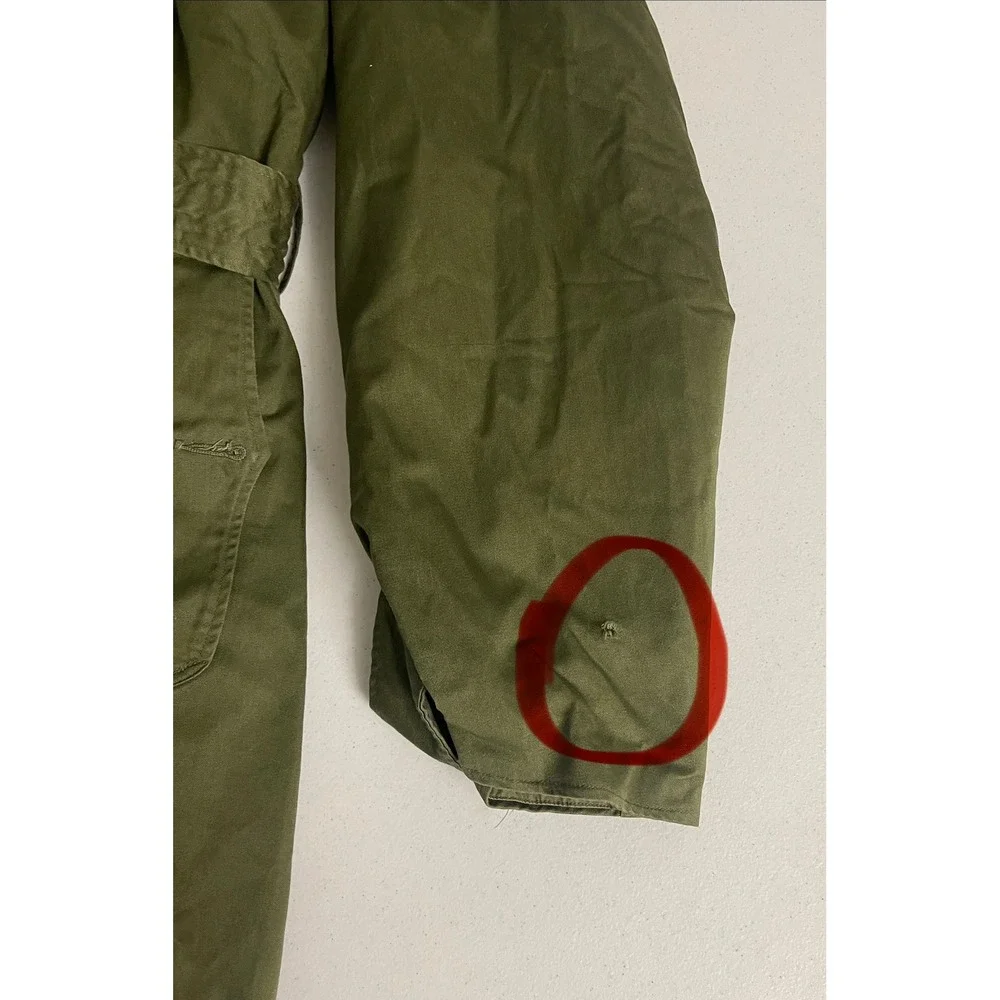 Vintage 1953 US Army Overcoat Cotton OG 107 Wool Liner Trench Coat Reg Med 1950s
